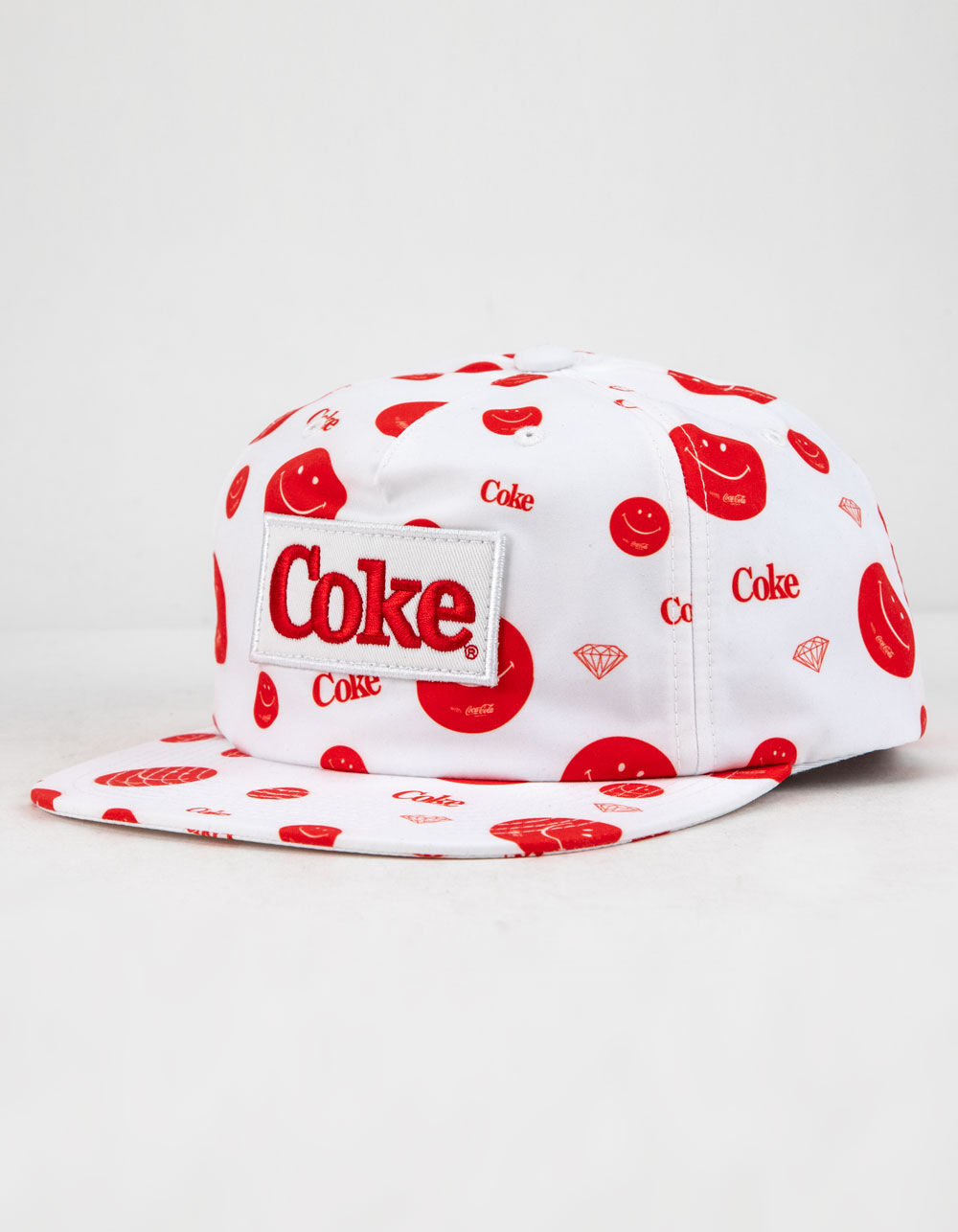 DIAMOND SUPPLY CO. x Coca-Cola Smiley White Mens Snapback Hat image number 0