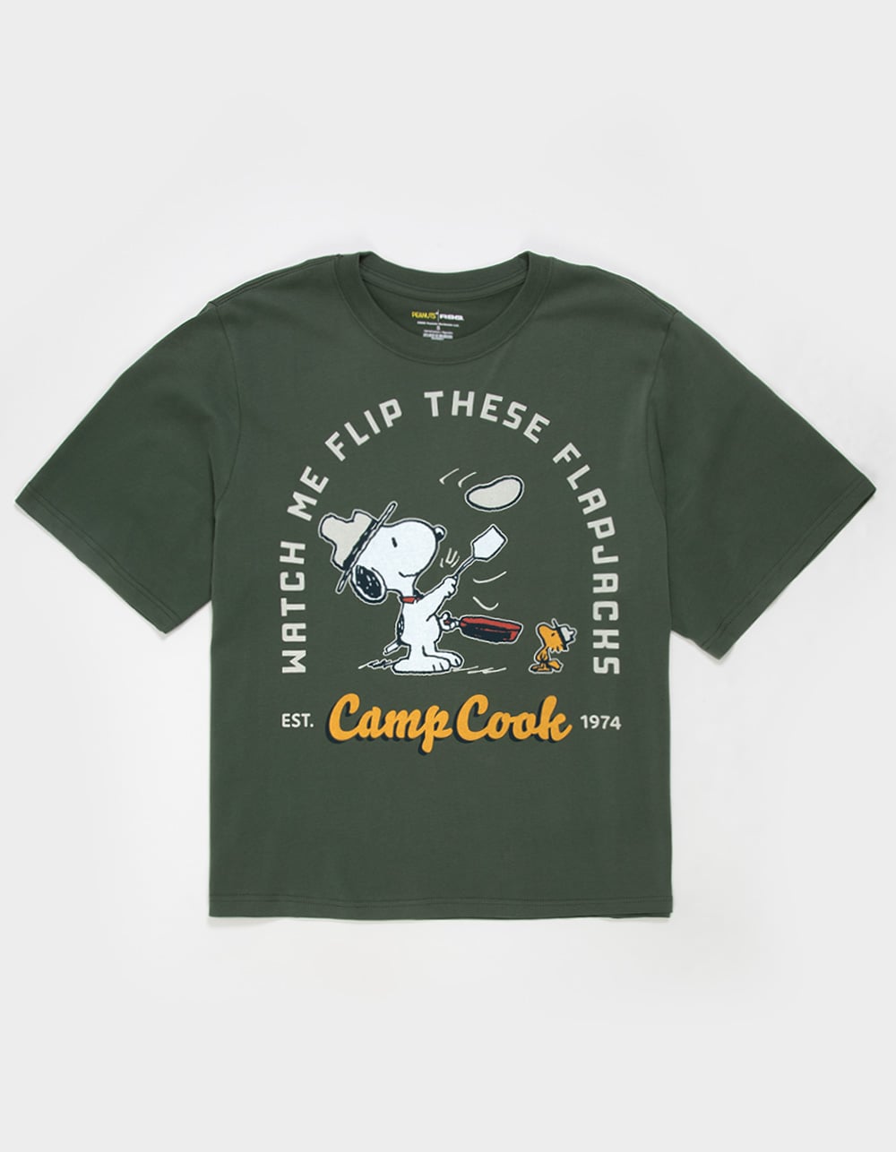 RSQ x Peanuts Camp Cook Mens Boxy Tee - GREEN