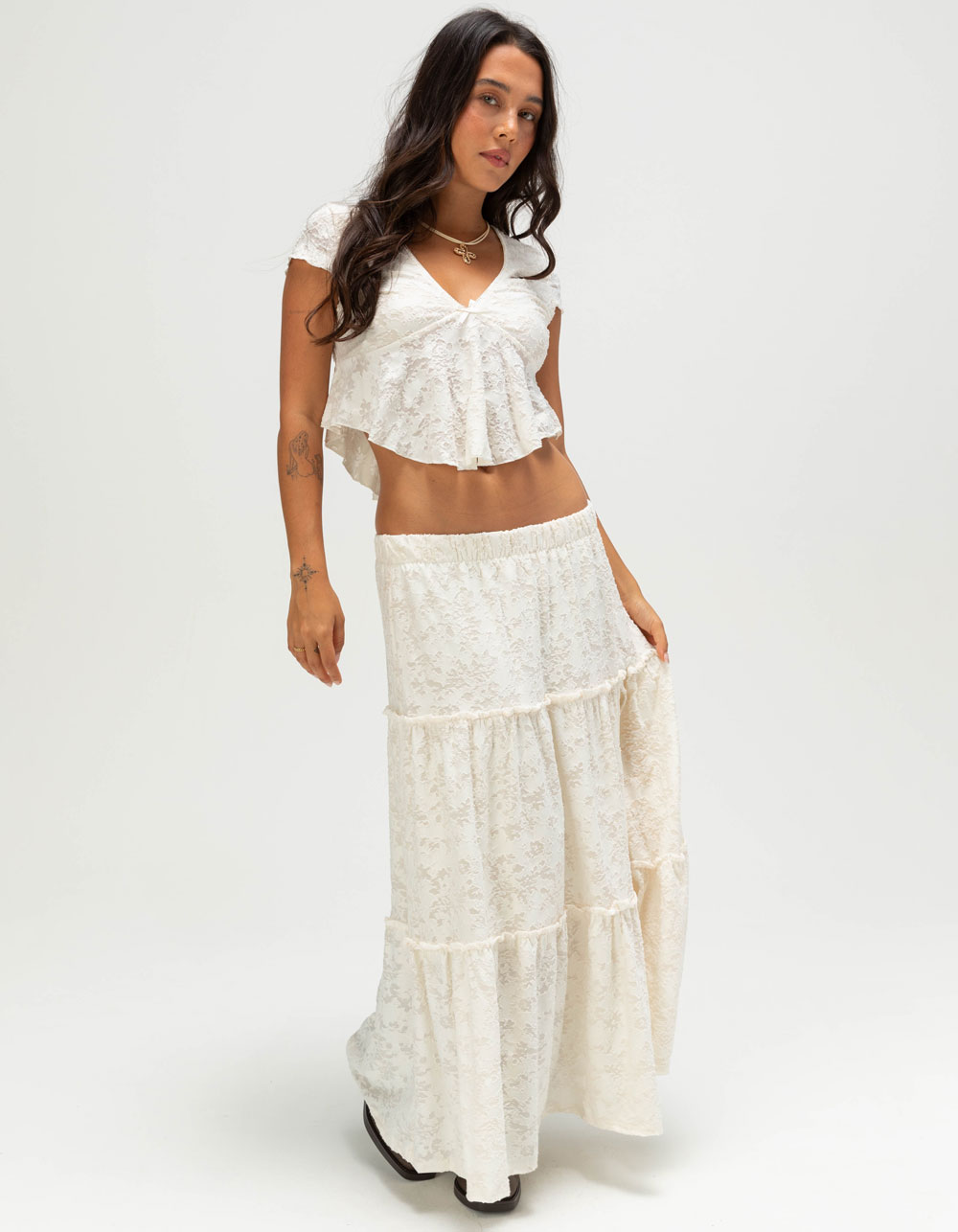 NECTAR CLOTHING Womens Short Sleeve Top - CREAM