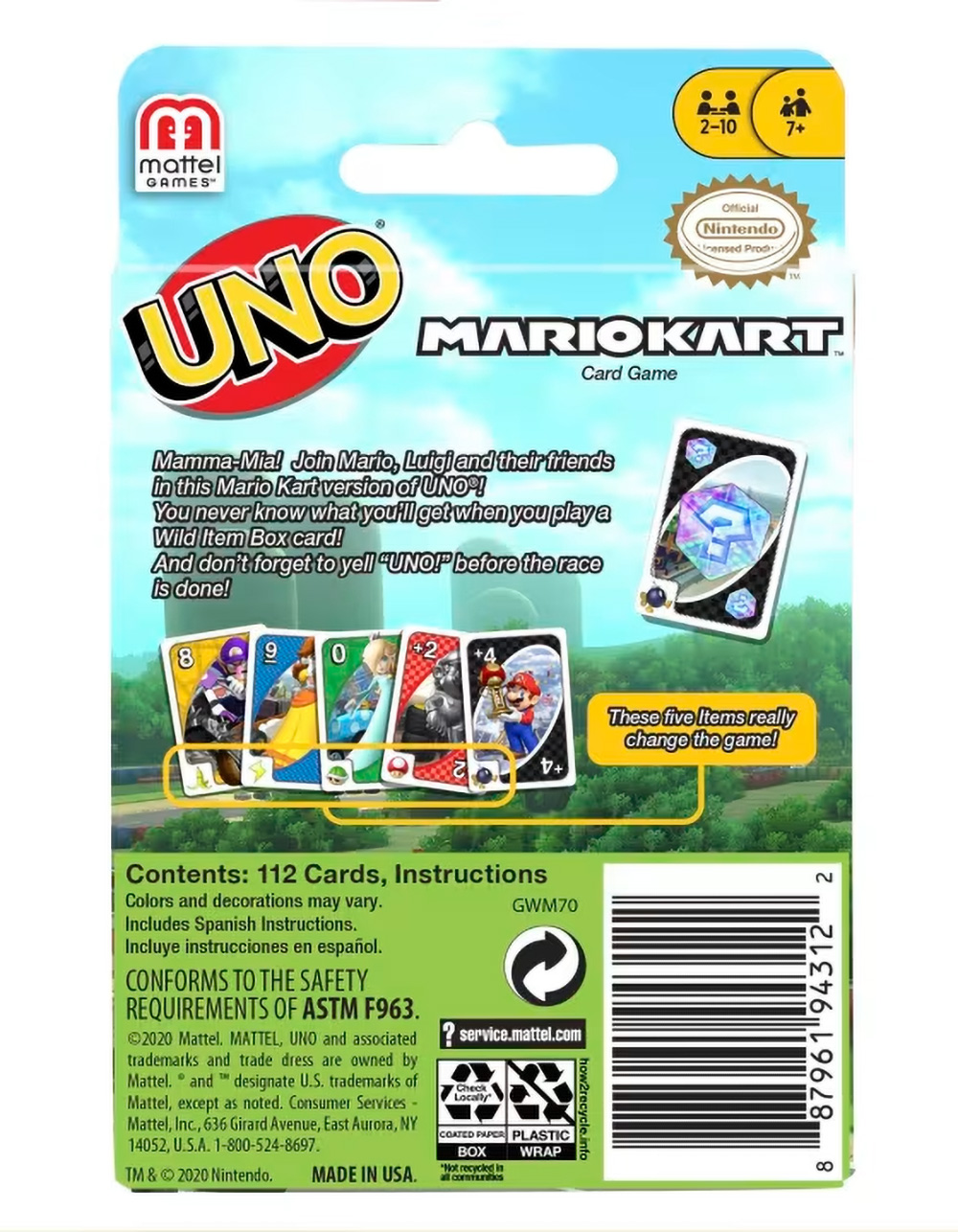 UNO Mario Kart Card Game - MULTI