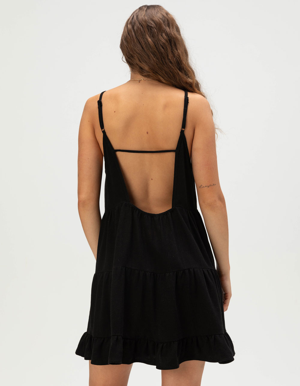 RSQ Womens Open Back Babydoll Dress - BLACK