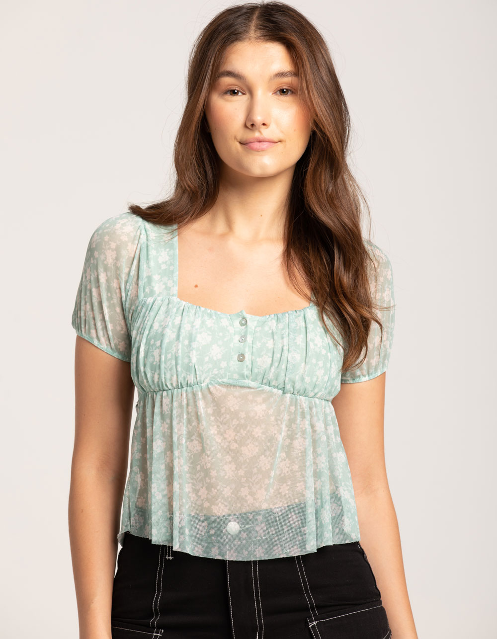 mesh puff top