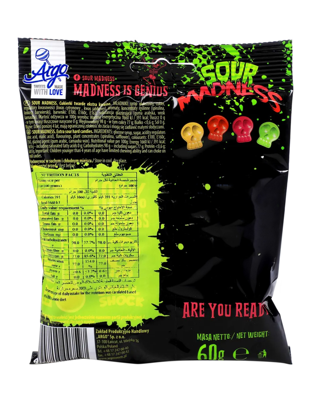 SOUR MADNESS Fruit Flavored Hard Candy - MULTI