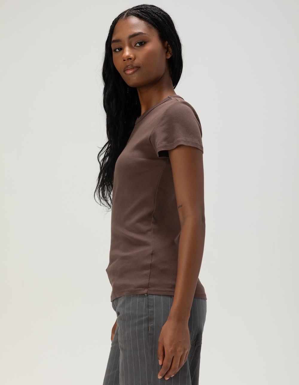 FULL TILT Yin Yang Womens Baby Tee - BROWN