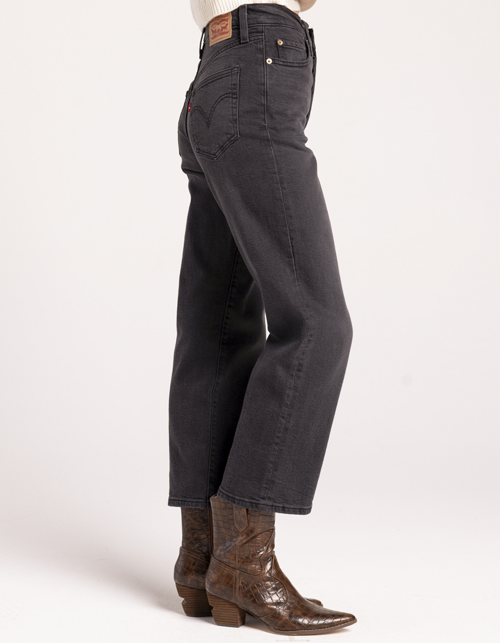 LEVI'S Ribcage Straight Ankle Womens Jeans Black Rinse WASHED BLACK