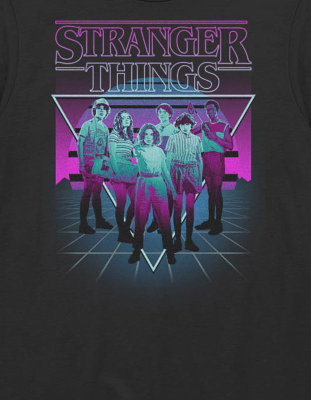 STRANGER THINGS Neon Group Unisex Tee - BLACK