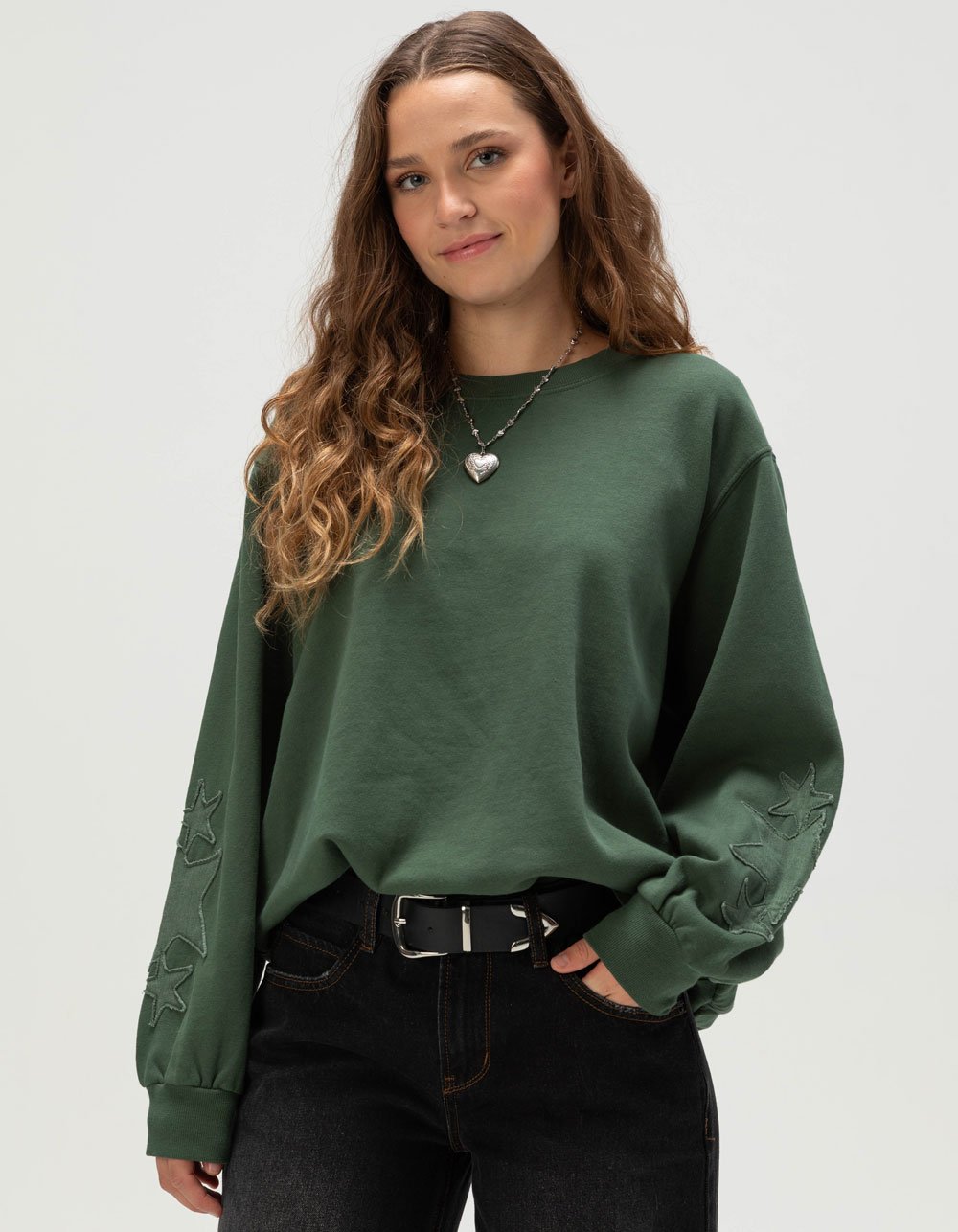 NECTAR CLOTHING Star Womens Crewneck Sweatshirt - PINE
