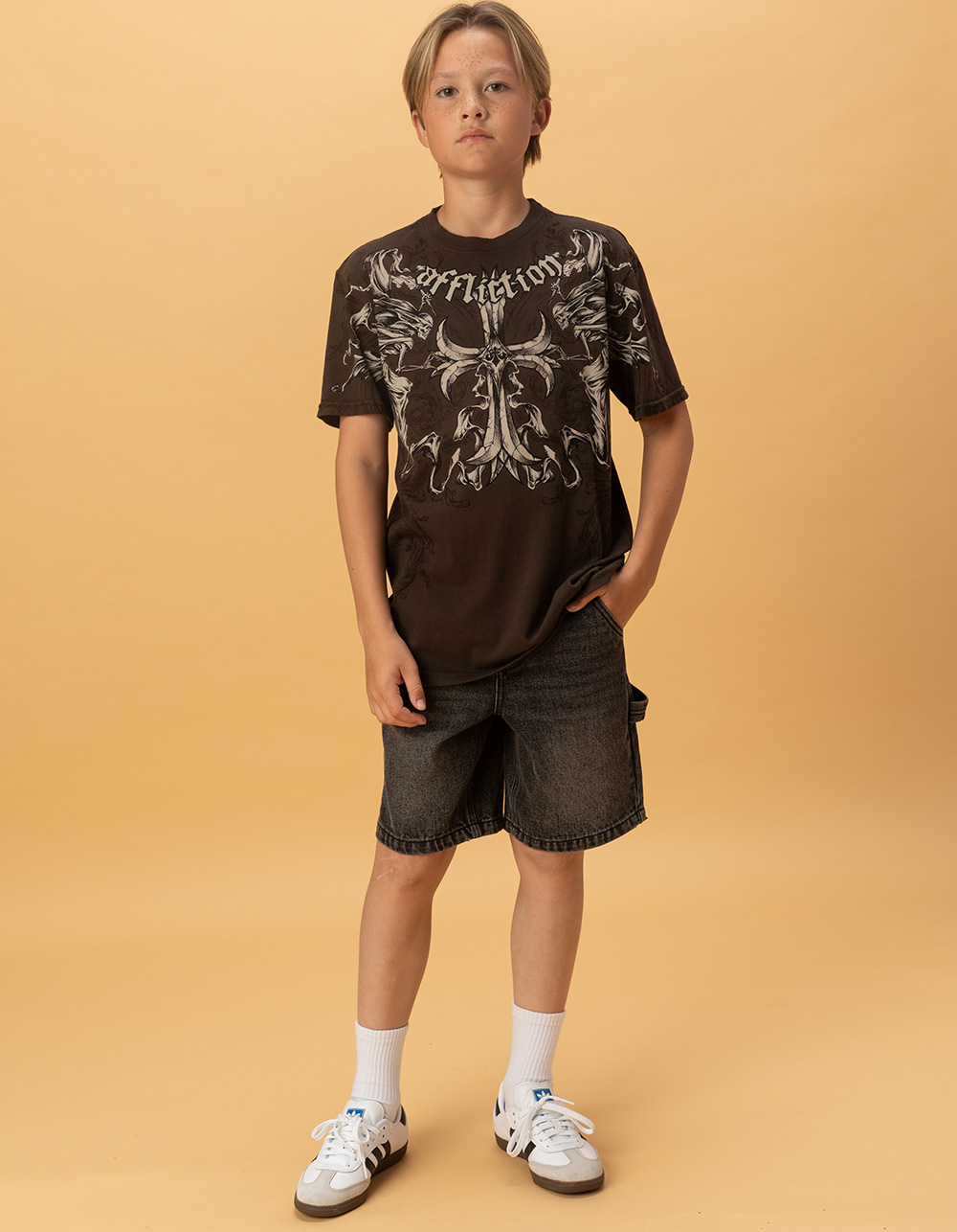AFFLICTION Jump Boys Tee - BROWN