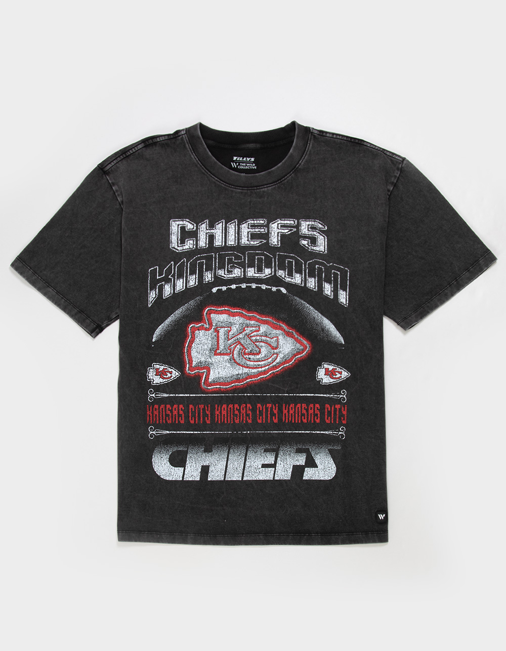 THE WILD COLLECTIVE Kansas City Chiefs Kingdom Mens WASHED Boxy Tee - BLACK