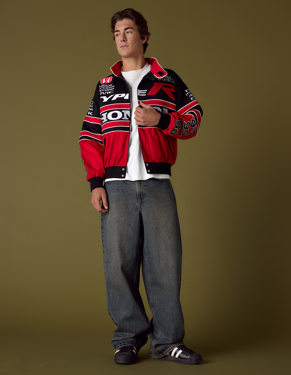 HONDA Tribute Mens Racer Jacket - BLACK COMBO