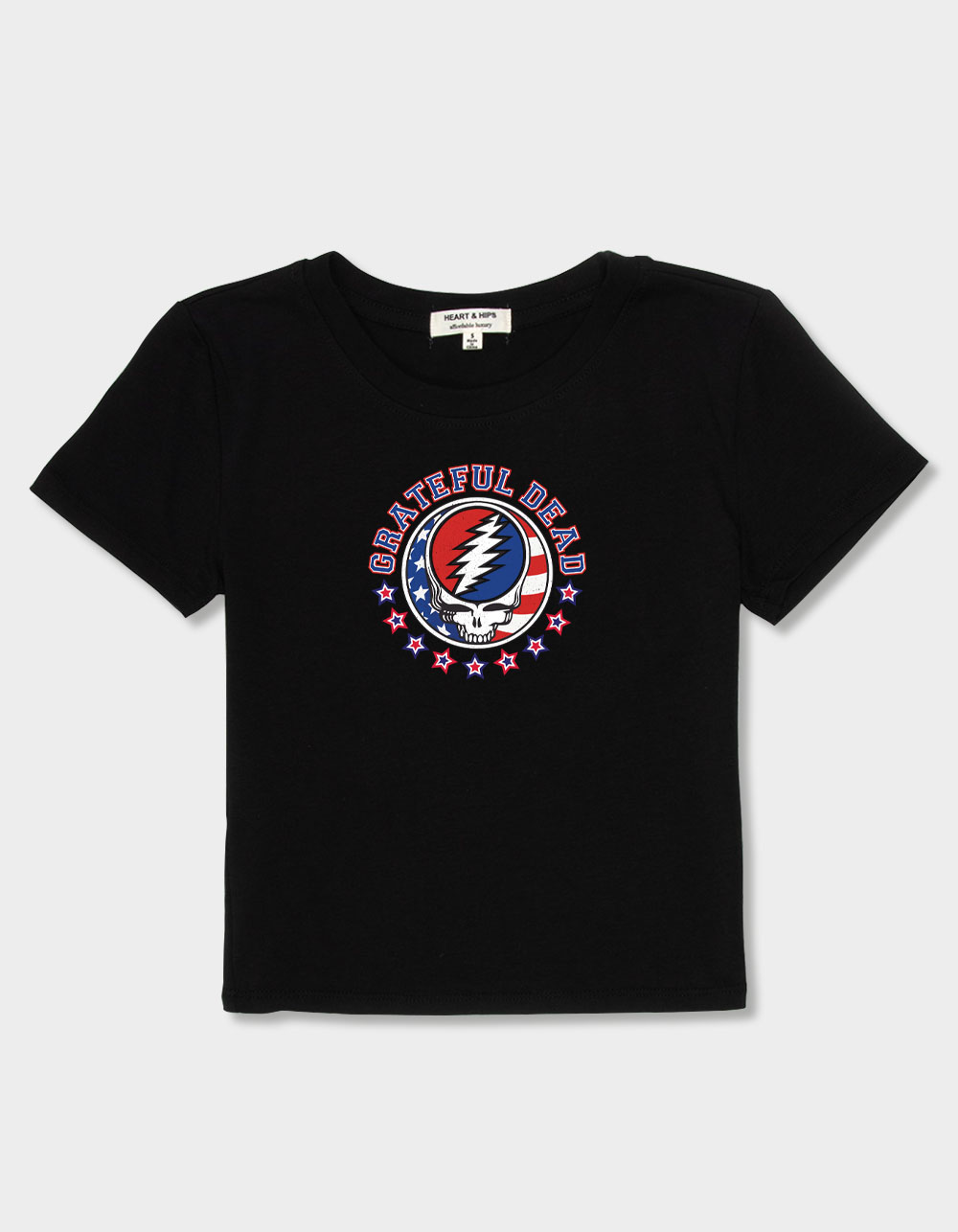 GRATEFUL DEAD Stealie USA Womens Baby Tee - BLACK