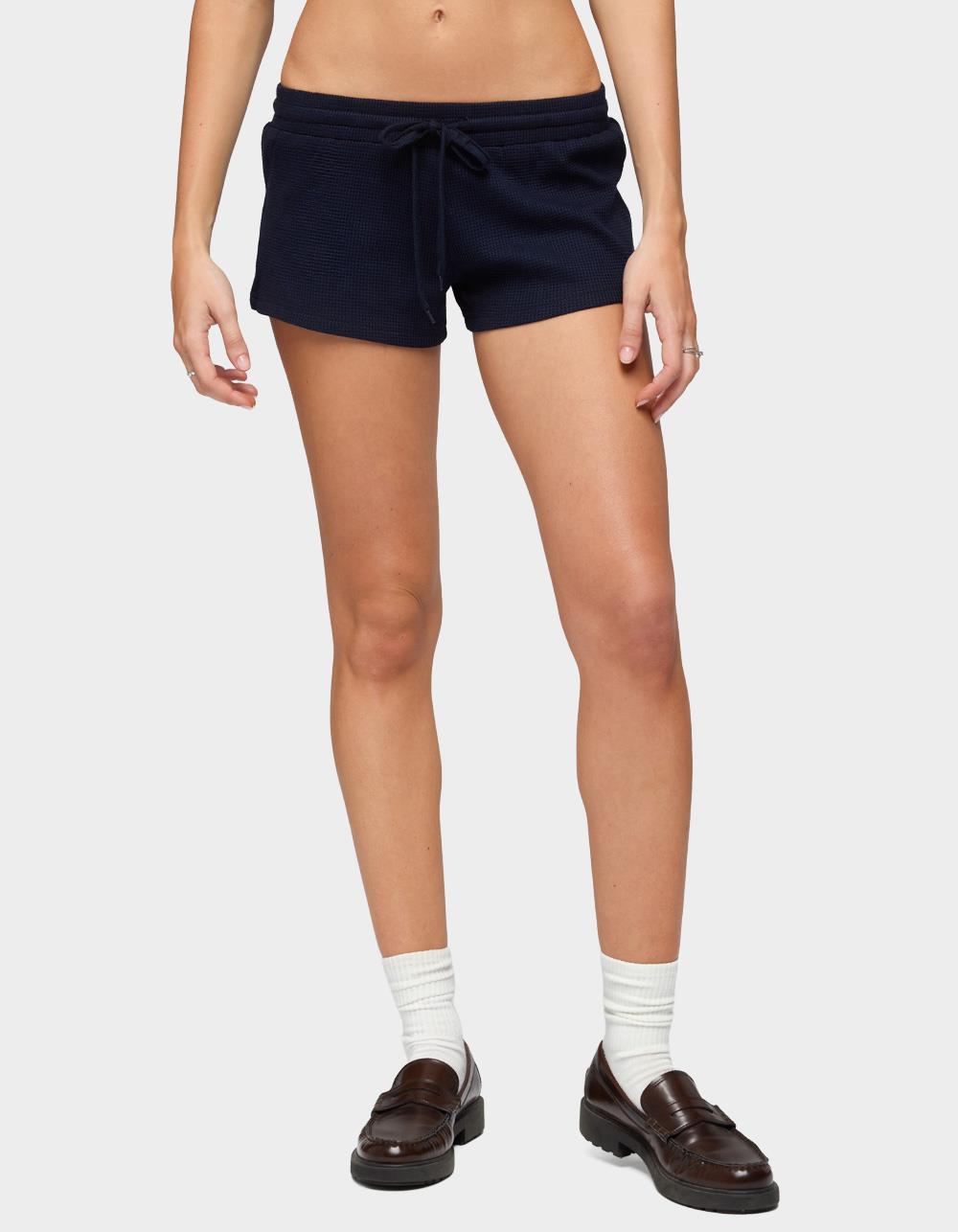 EDIKTED Baila Waffle Shorts - NAVY