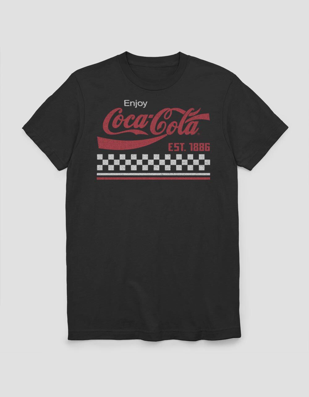 COCACOLA Coke Checker Stripe Unisex Tee BLACK Tillys