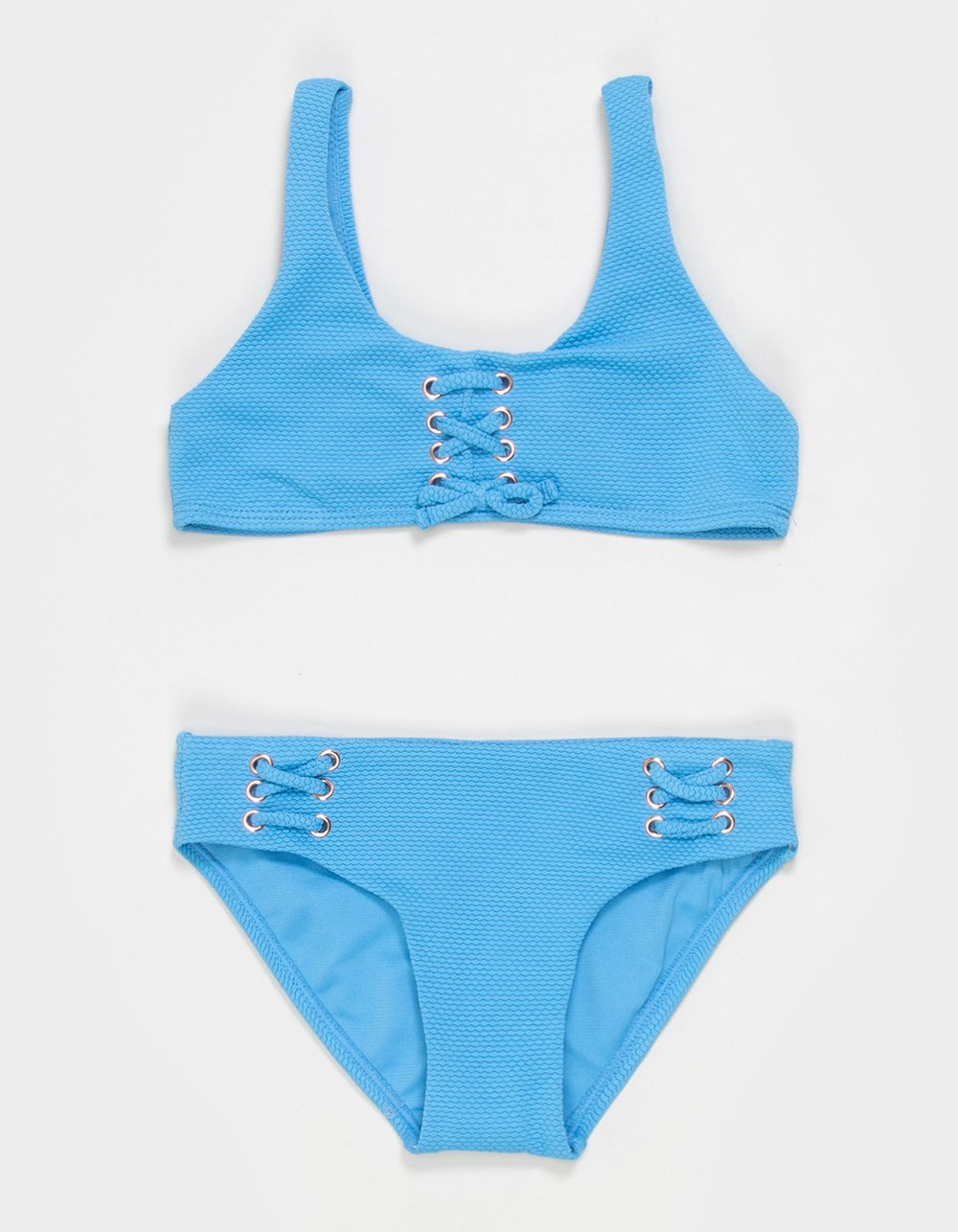 RAISINS Saltwater Solids Girls Texture Bralette Bikini Set - BLUE