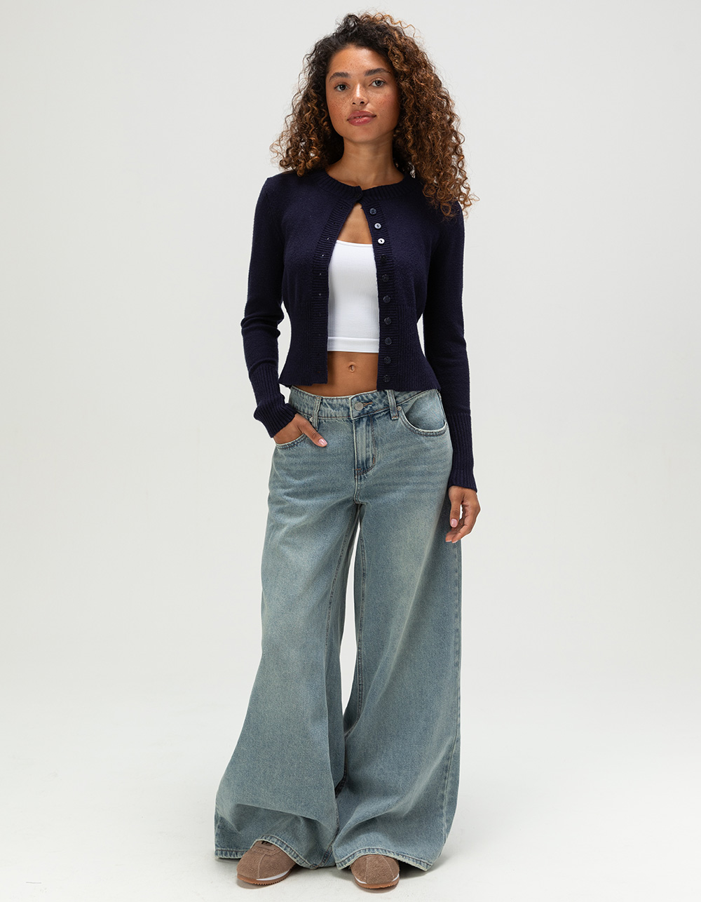 RSQ Womens Low Rise Baggy Jeans - TINTED DENIM