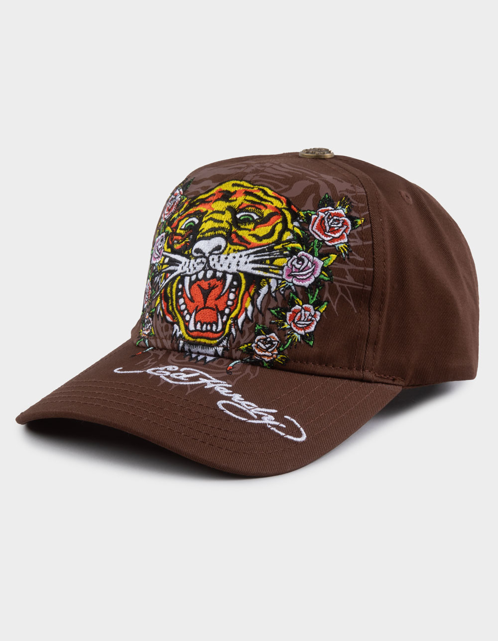 ED HARDY Tiger Rose Womens Strapback Hat - BROWN