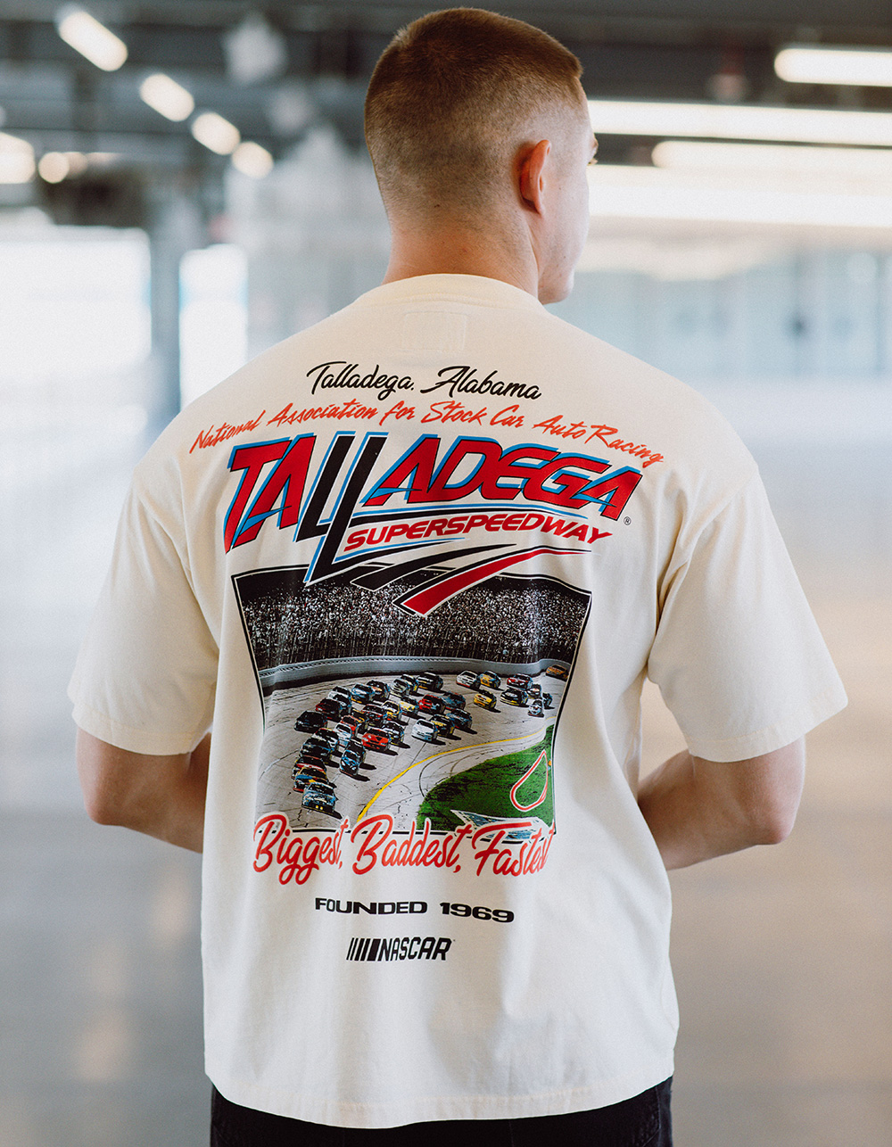 TILLYS x NASCAR Talladega Mens Boxy Tee - CREAM