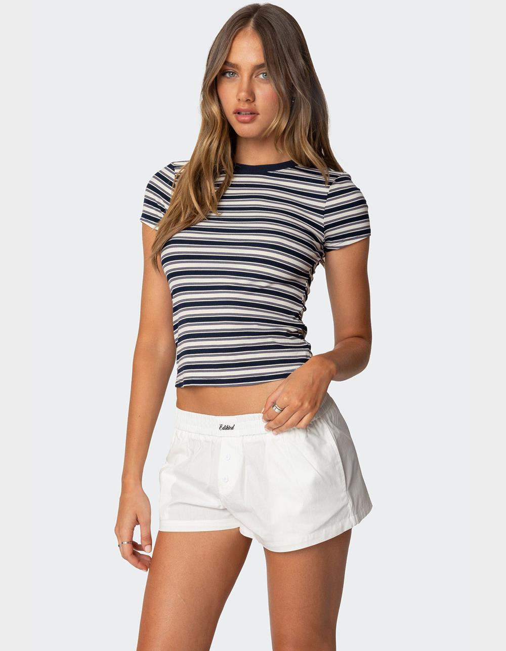 EDIKTED Arlyn Striped Tee - BLACK