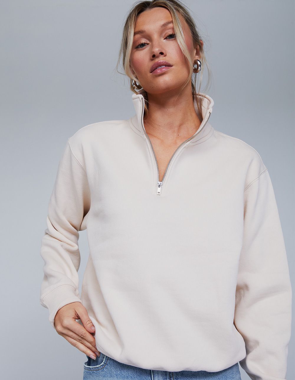 TILLYS Quarter Zip Womens Sweatshirt - CREAM | Tillys