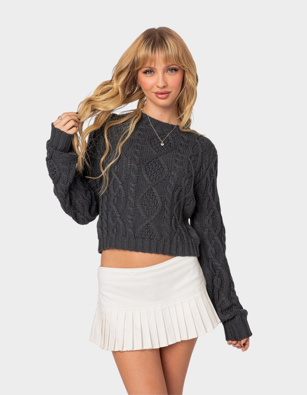 EDIKTED Poppy Cable Knit Sweater