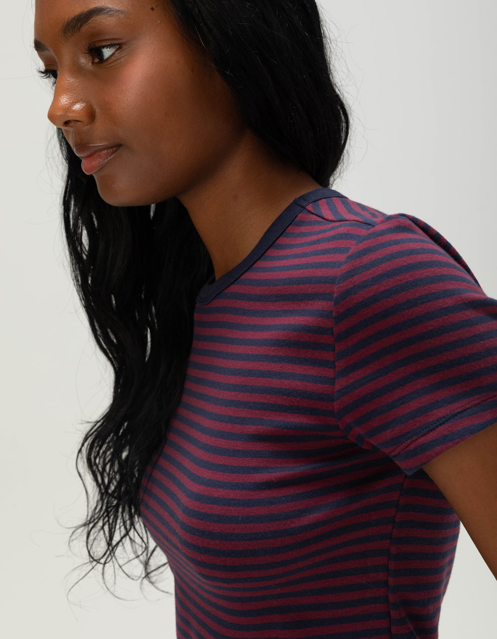 TILLYS Womens Stripe Ringer Tee - NAVY COMBO