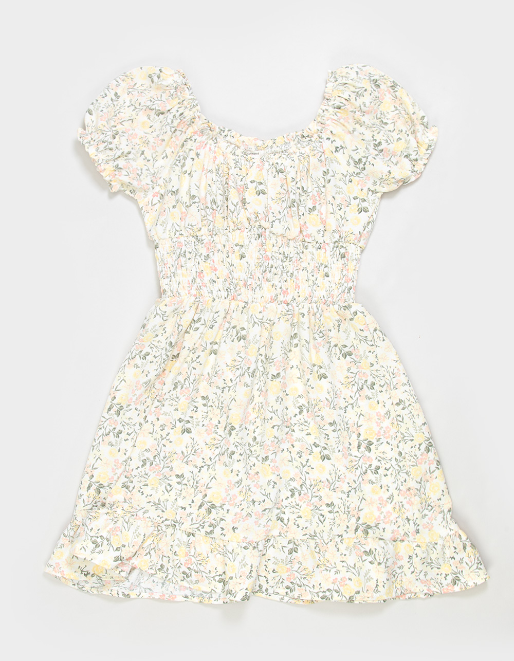 NO COMMENT Emma Girls Smocked Dress - YELLOW COMBO