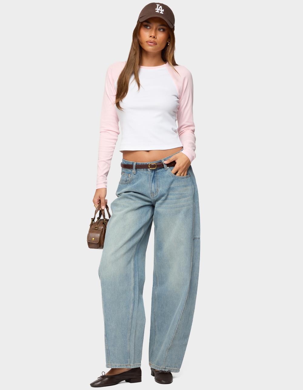 EDIKTED Raya Long Sleeve Tee - PINK