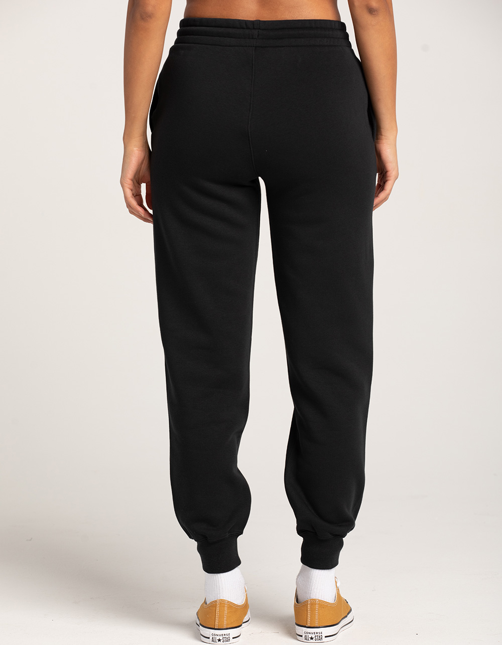 CONVERSE Woodmark Womens Fleece Jogger Pants - BLACK