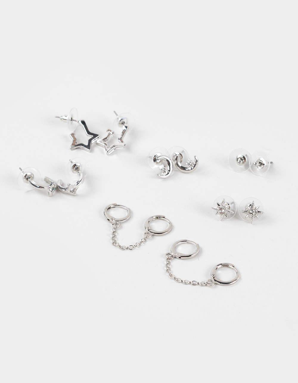 FULL TILT 6 Pack Dainty Ear Cuff Earrings - SILVER