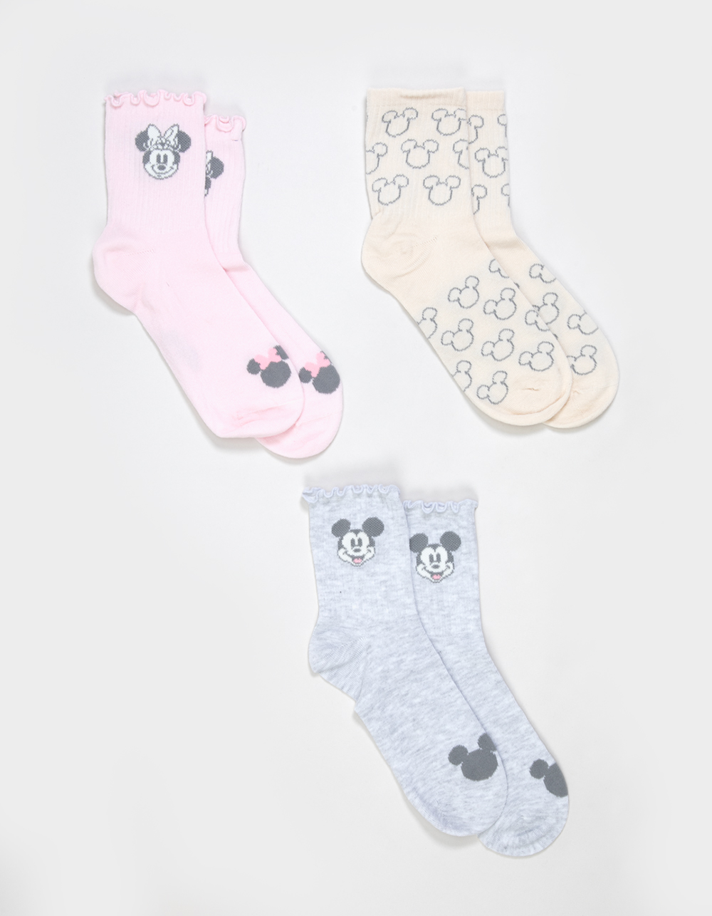 DISNEY Mickey And Friends 3 Pack Womens Crew Socks - MULTI
