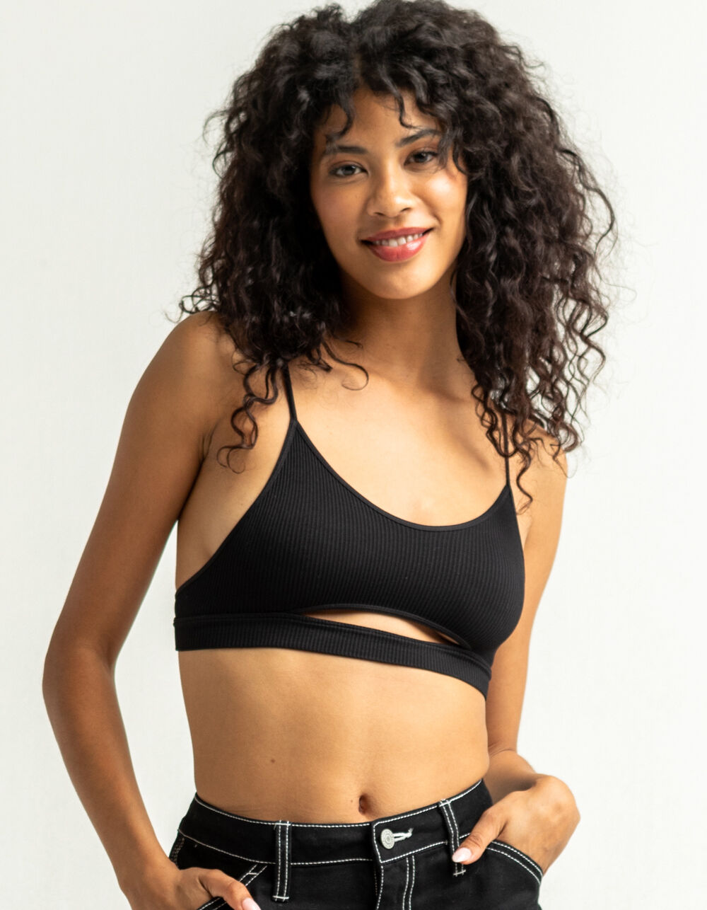 FULL TILT Cutout Seamless Black Bralette BLACK Tillys