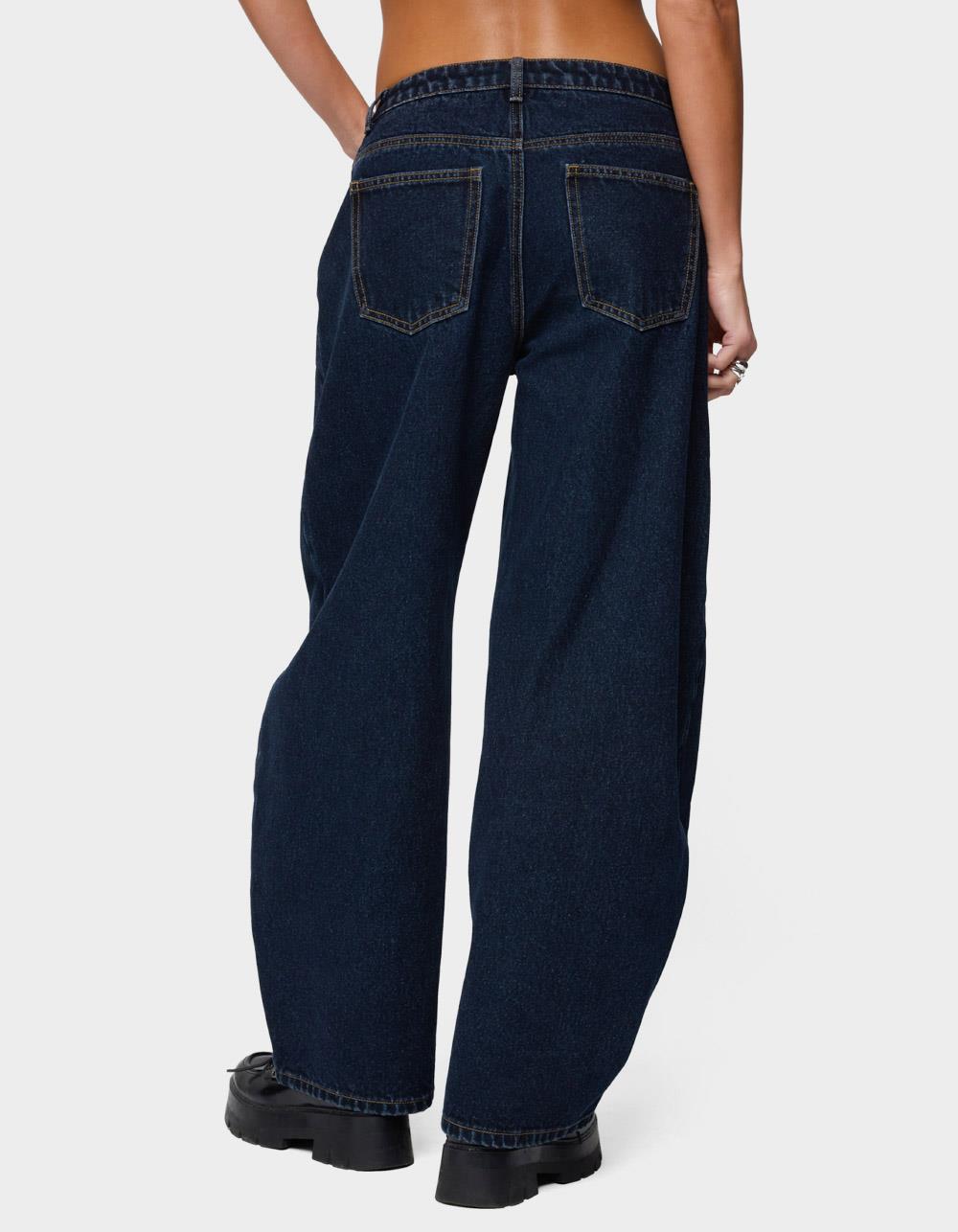 EDIKTED Jillian Low Rise Oversized Barrel Jeans - DARK BLUE