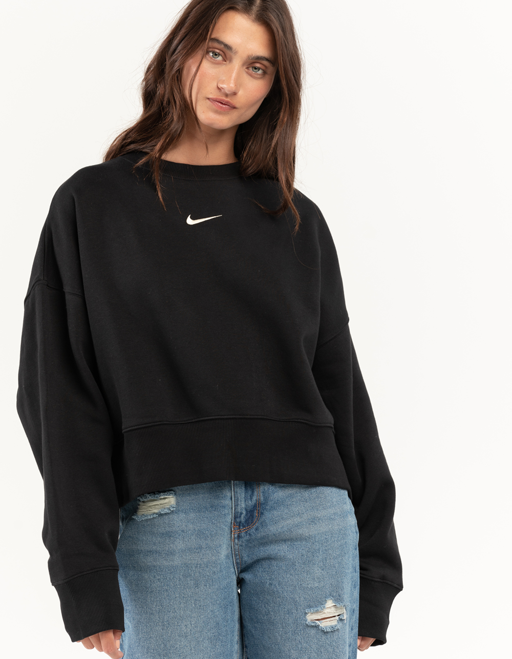 Treinta Testificar Comportamiento NIKE Sportswear Womens Oversized Crop Crewneck Sweatshirt - BLACK | Tillys