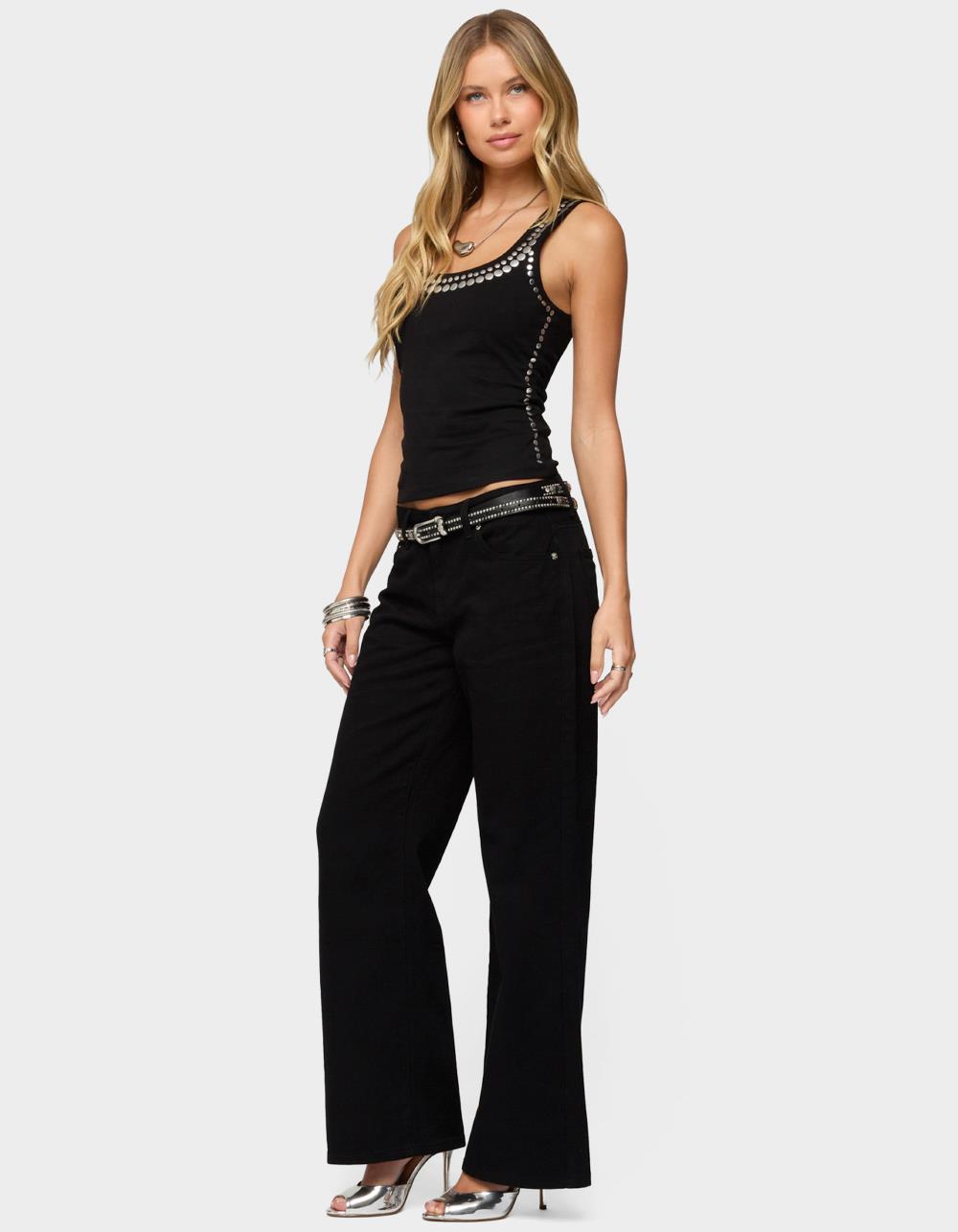 EDIKTED Studded Built Bra Tank Top - BLACK