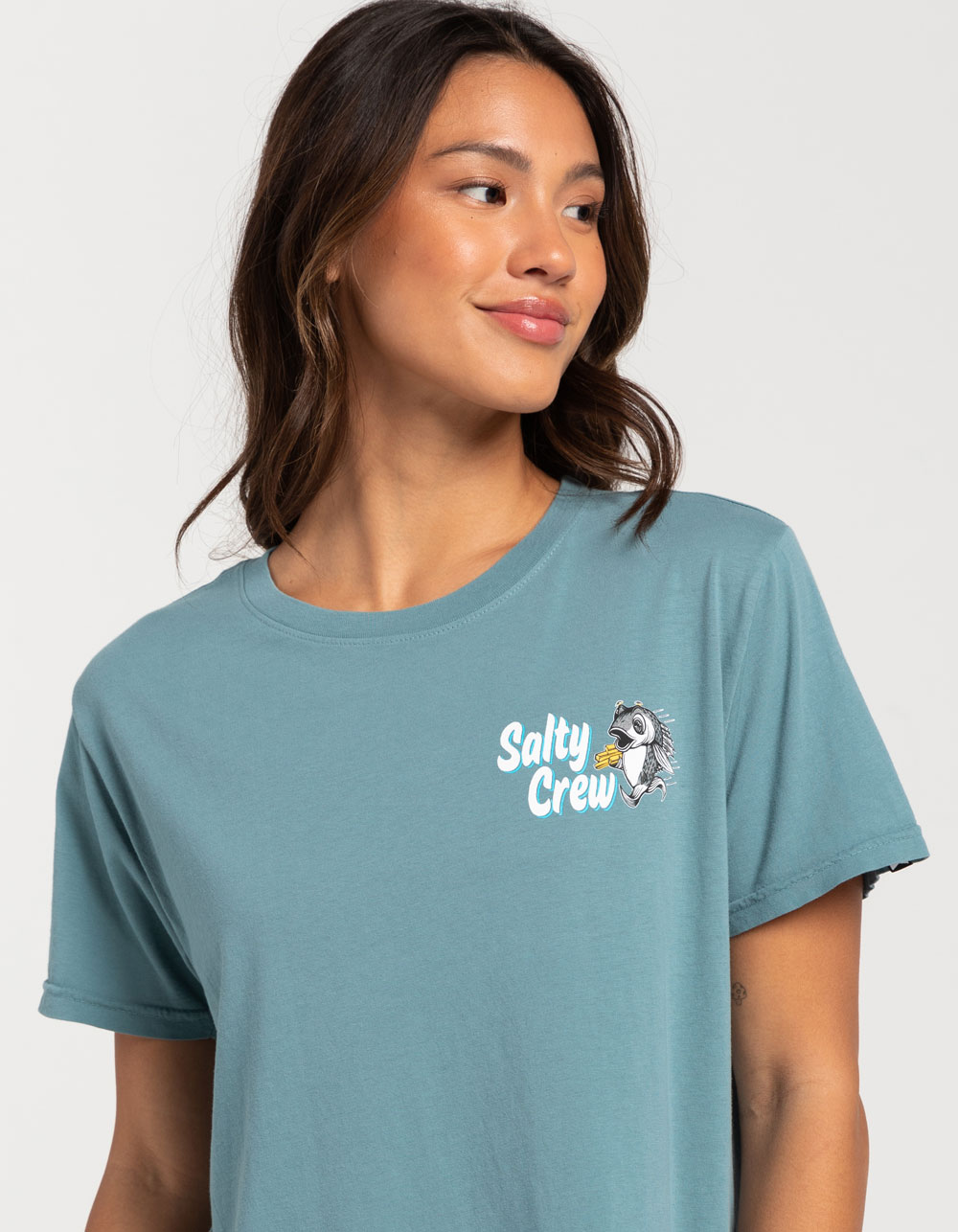 SALTY CREW Fish & Chips Womens Tee - TEAL GREEN | Tillys