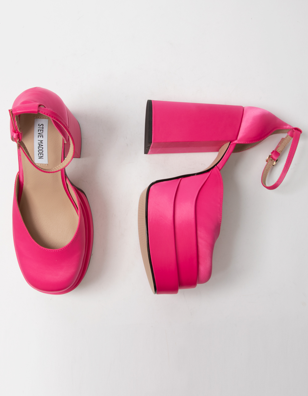 STEVEN MADDEN Charlize Satin Platform Heels - HOT PINK | Tillys