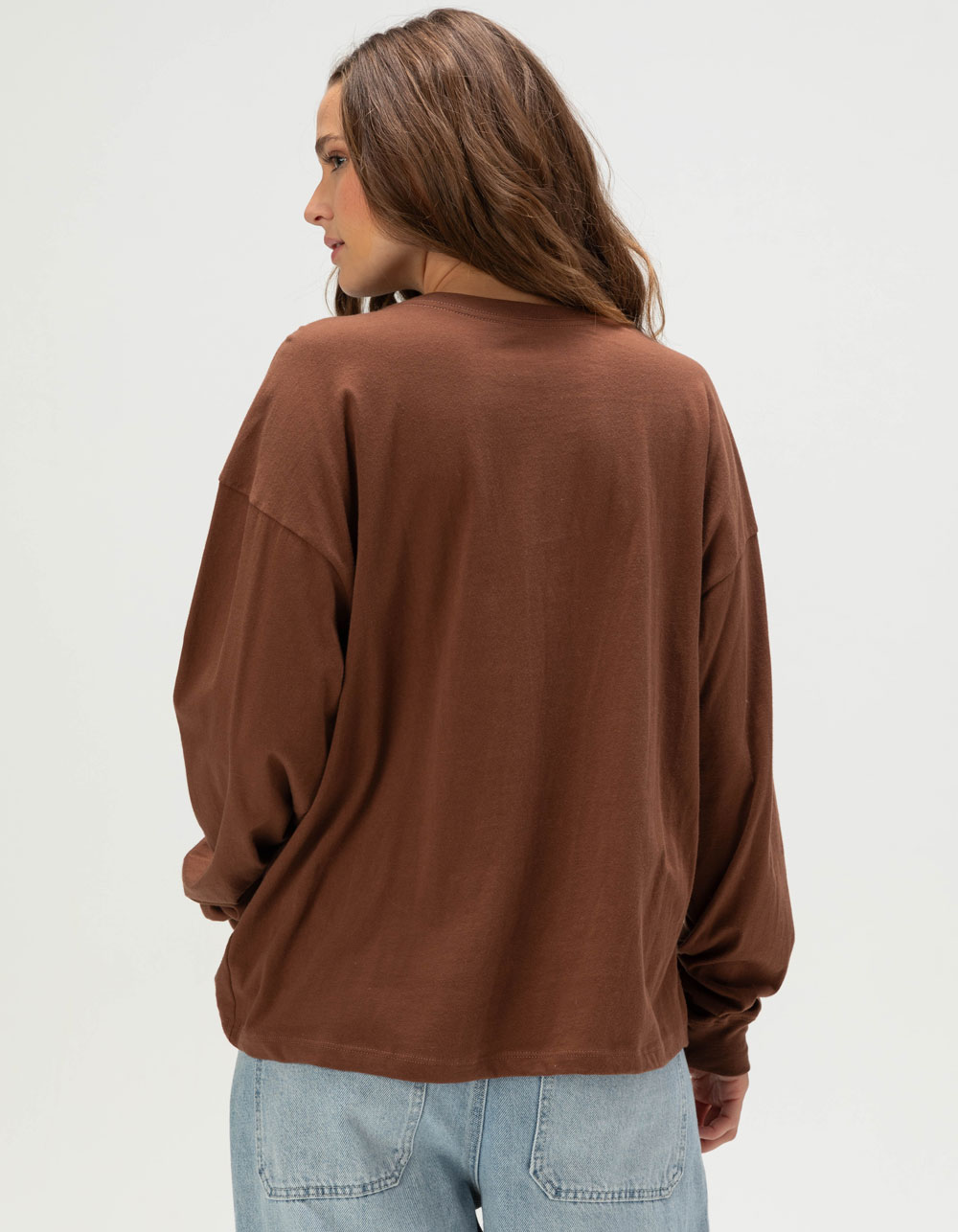 ROXY Flower Block Womens Long Sleeve Tee - BROWN