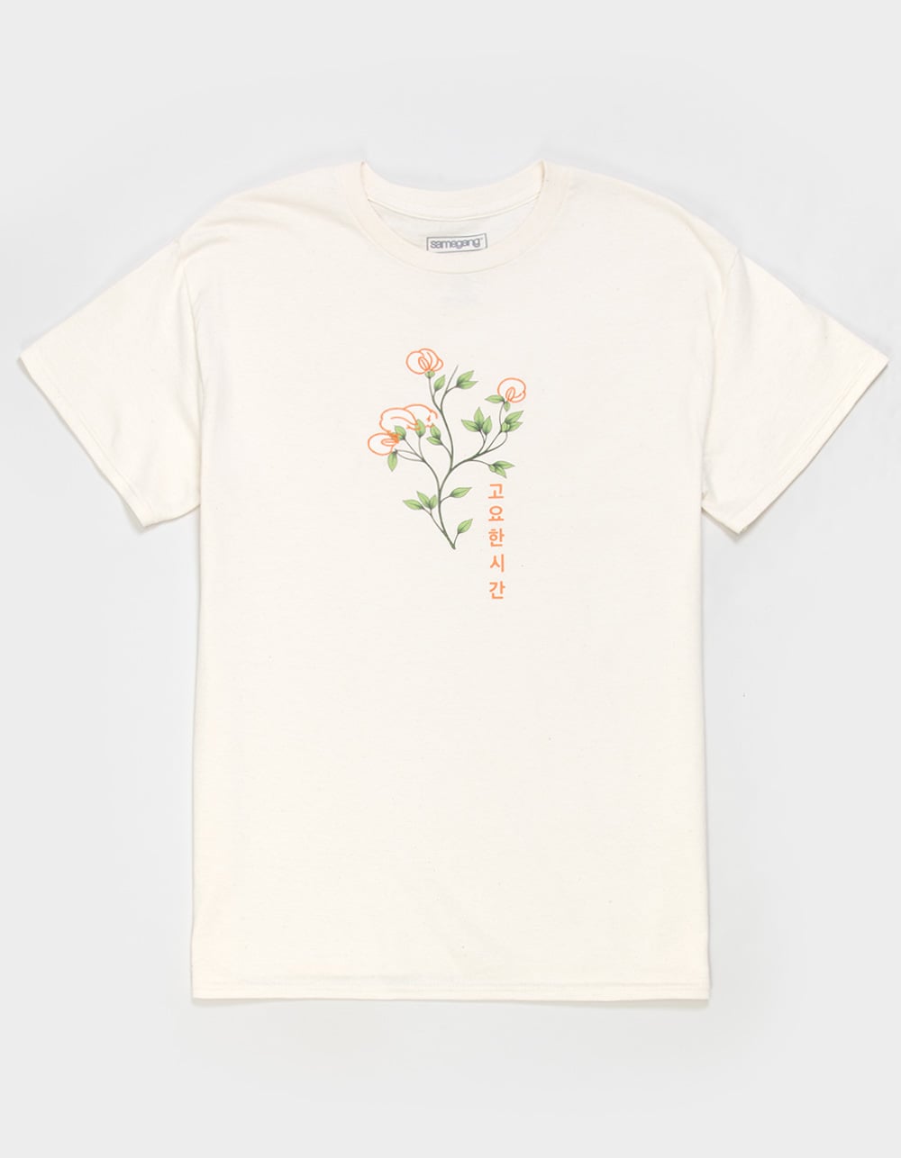 SAME GANG Quiet Flower Mens Embroidered Tee - CREAM