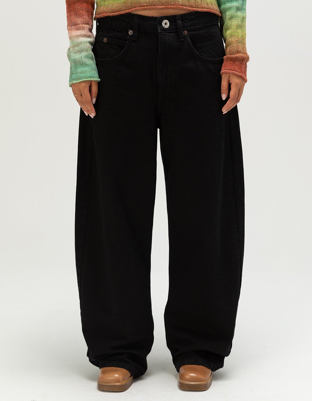 BDG Urban Outfitters Jaya Womens Low Rise Ultra Loose Jeans - BLACK DENIM