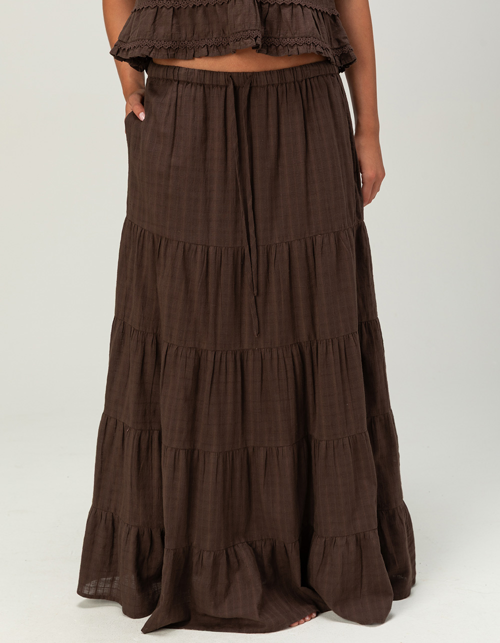PATRONS OF PEACE Lotus Womens Maxi Skirt - BROWN