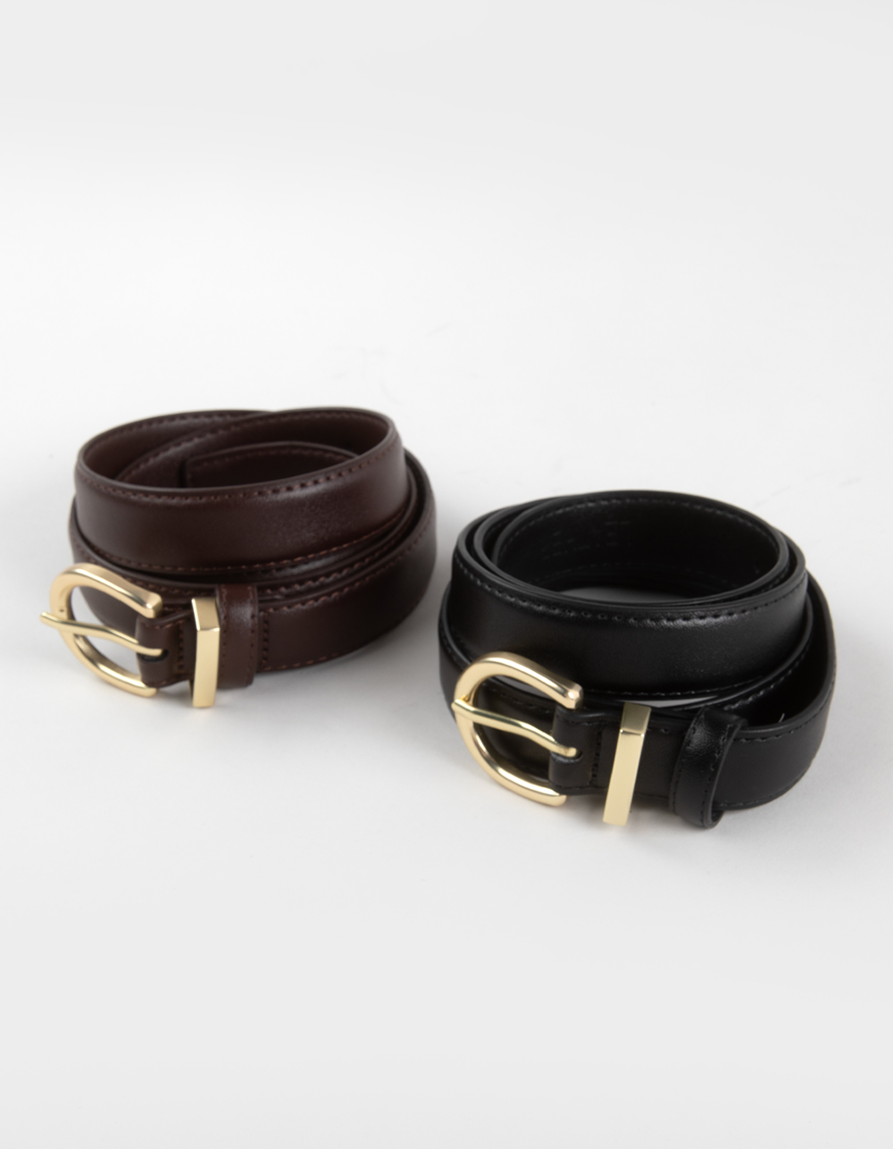 Faux Leather Belts 2 Pack - BLACK/BROWN