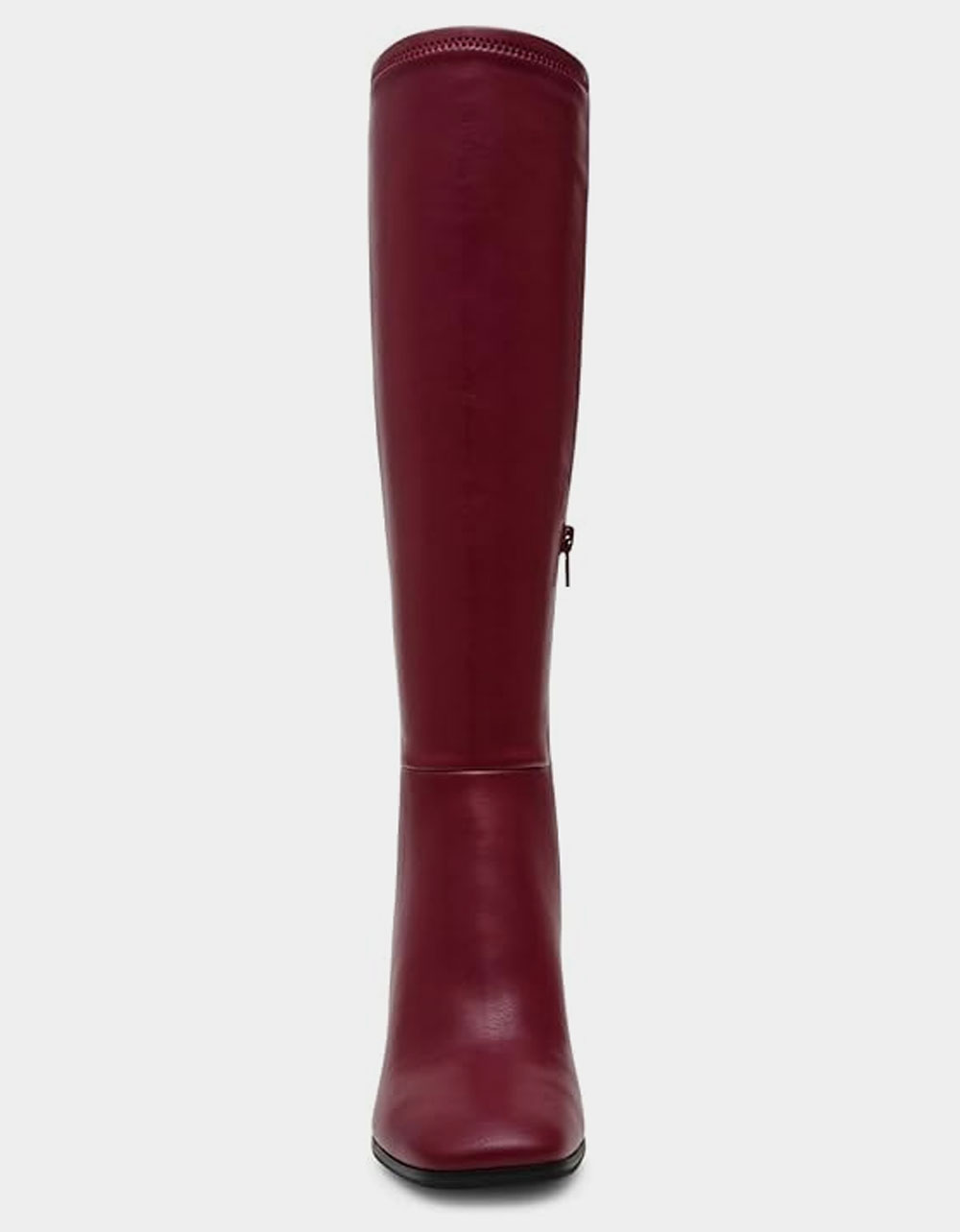 Syktkmx Women's Strappy Motorcycle Knee High Boots | Wine Red, Size 10, Lace-Up Riding Boots With Low Heel