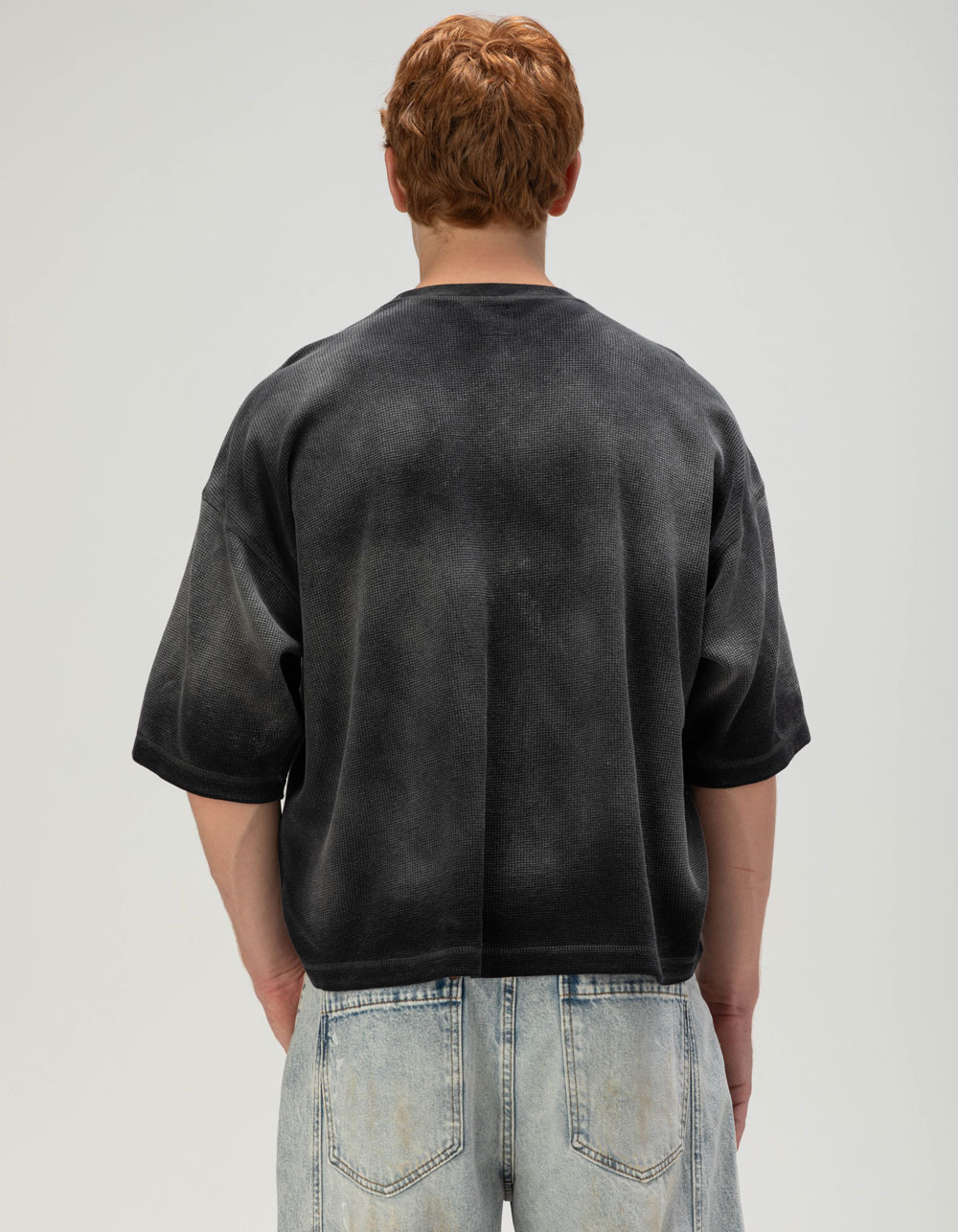 RSQ Mens Textured Baggy Crop Tee - BLACK