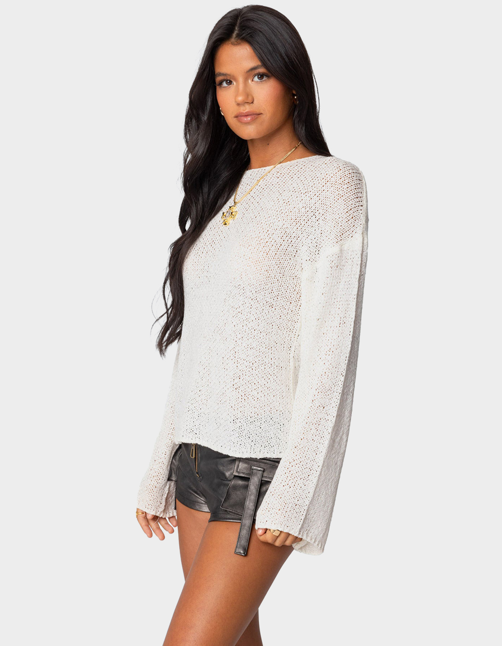EDIKTED Drop Shoulder Light Knit Sweater - WHITE | Tillys