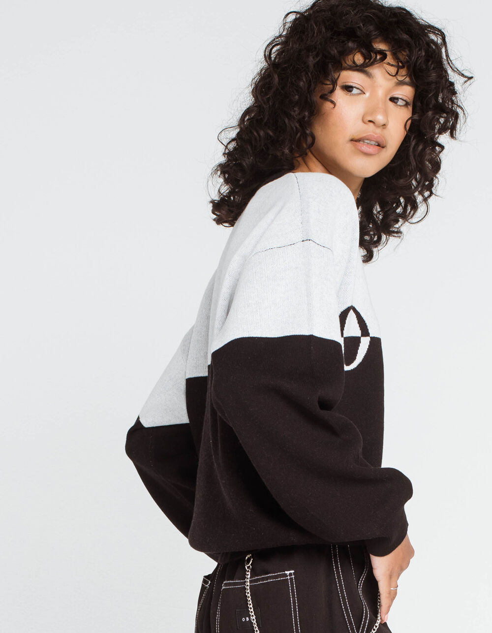 OBEY Left Bank Womens Crew Sweater - WHITE/BLACK | Tillys