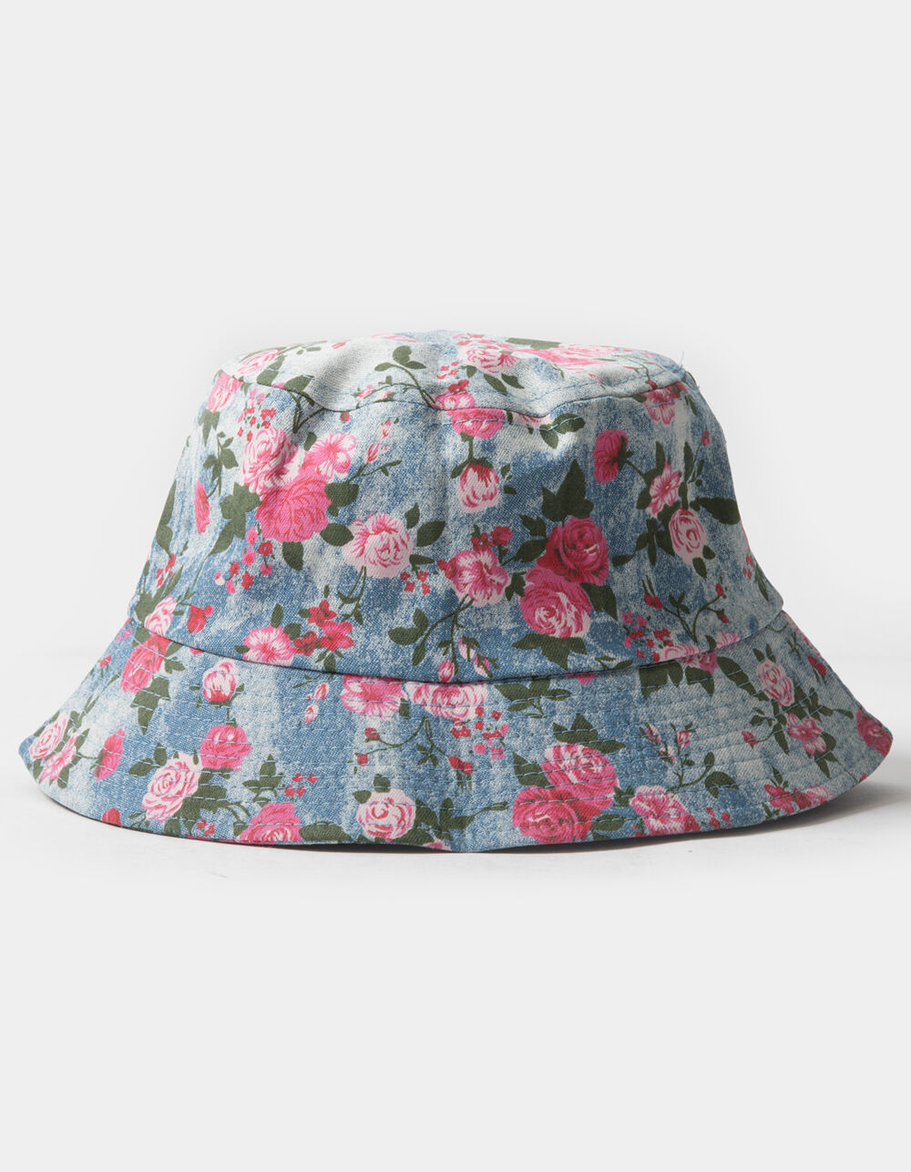 Floral Denim Womens Bucket Hat - DENIM 