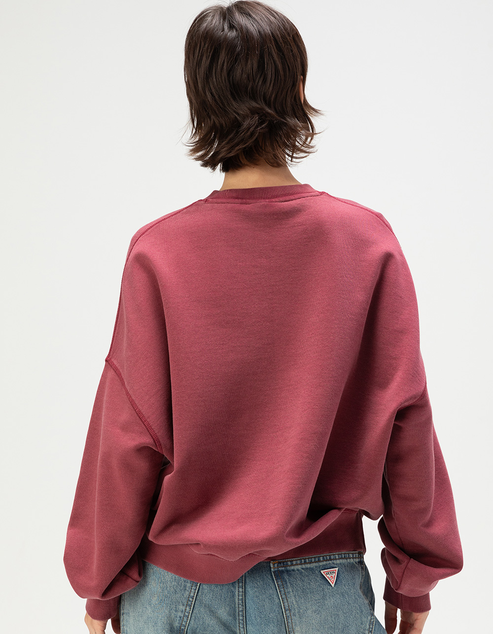 GUESS ORIGINALS Vintage Triangle Womens Crewneck Sweatshirt - WINE