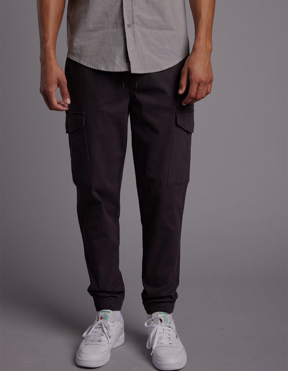RSQ Mens Twill Cargo Jogger Pants - WASHED BLACK