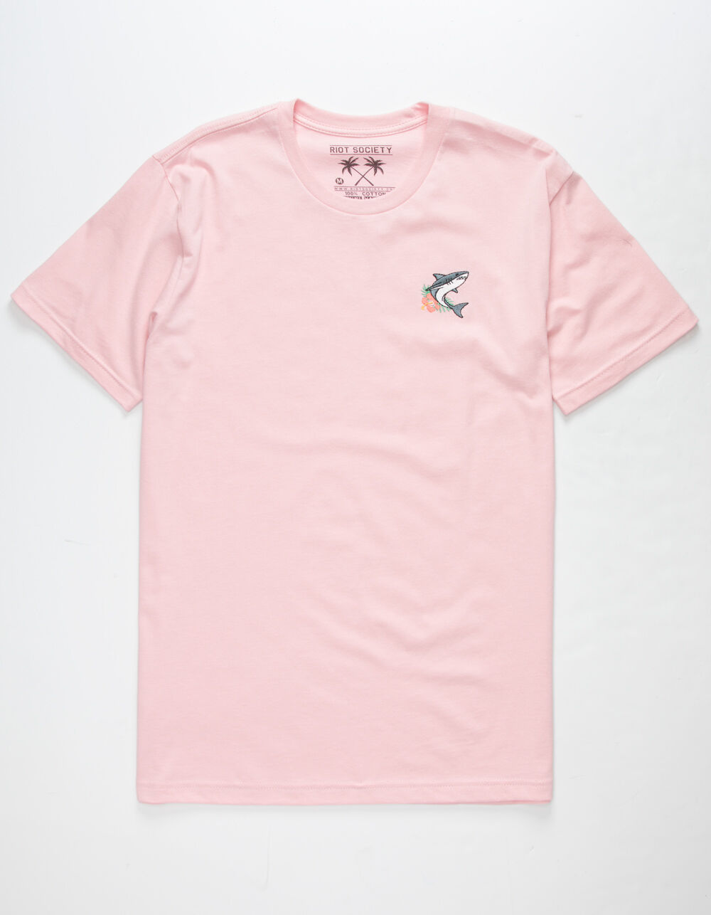 RIOT SOCIETY Island Shark Embroidery Mens T-shirt - PINK | Tillys