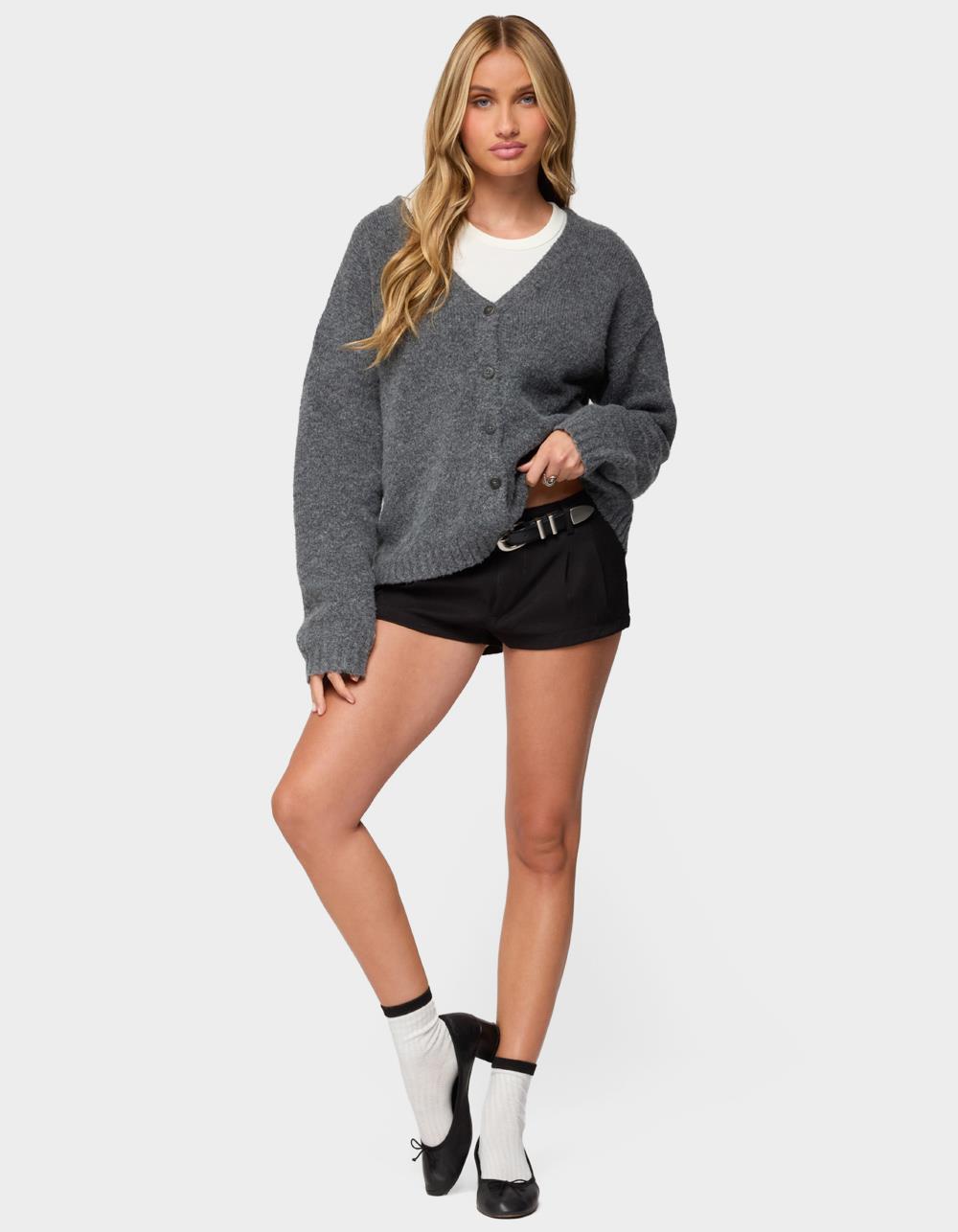 EDIKTED Shiraz Oversized Knit Cardigan - GRAY